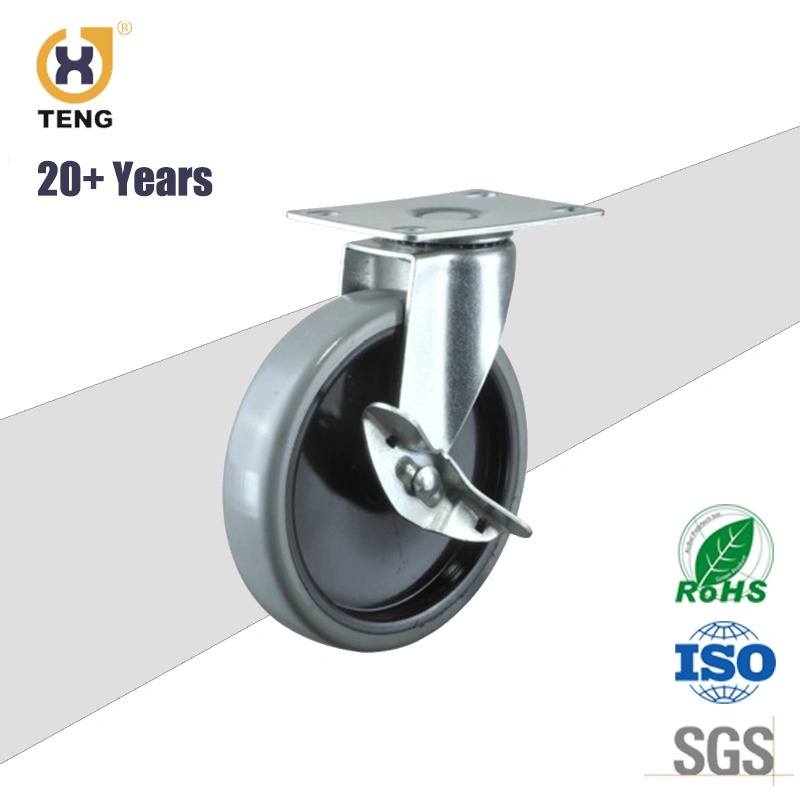 China Factory Medium Duty 5 Inch Swivel Grip Ring Industrial Caster Trolley Wheel