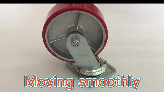 100 125 150 200mm Ruedus Swivel Red PU Iron Core Heavy Duty Caster with Brake