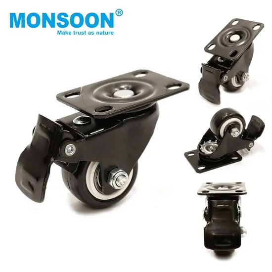 Minsen Light Duty Black PU Wheels Swivel Industrial Caster Wheel