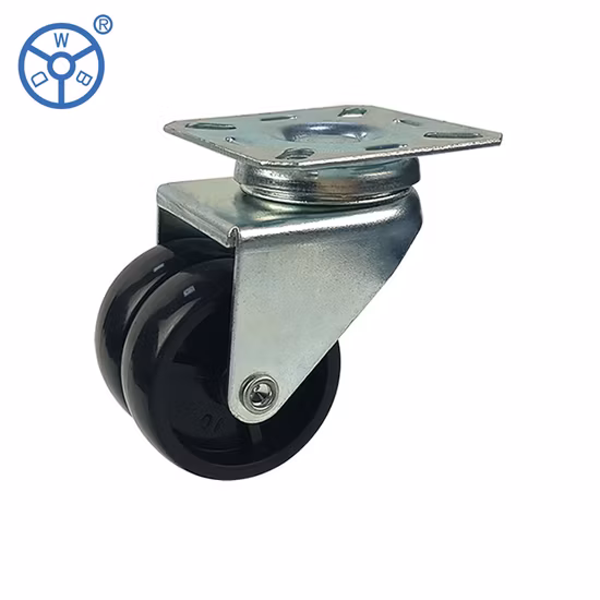 Industrial 2 3 Inch Double Ballrace Swivel Head Light Duty PP Plastic Black Twin Wheel Caster