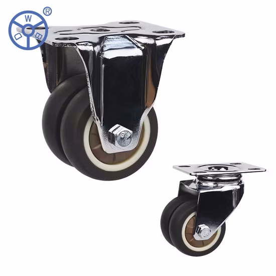 Wbd Furniture Thermoplastic Rubber Ball Bearing 1.5 2 Inch Brown TPR Caster Twin Wheels