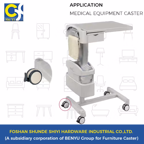 Urethane Twin Wheels Medical Bed Equipment Caster Heavy Duty Furniture Swivel Top Plate Caster with Brake